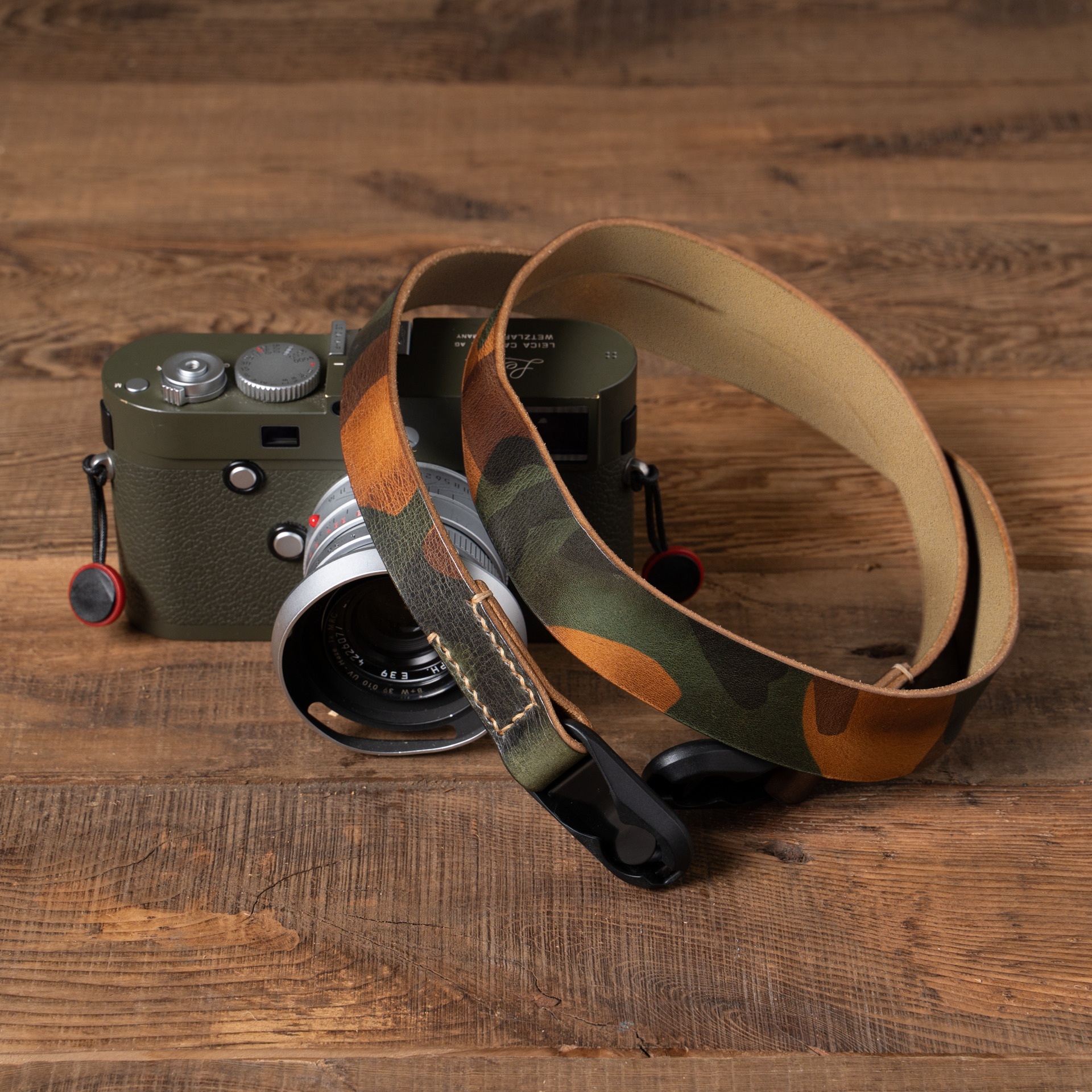 Full Leather Camera Neck Strap 008 Tapered (Peak Design Anchor Link)
